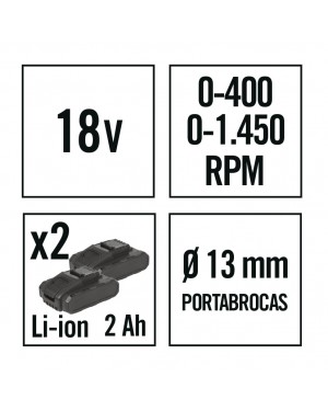 RATIO Taladro/atornillador bateria litio RATIO AR18-2PNM.