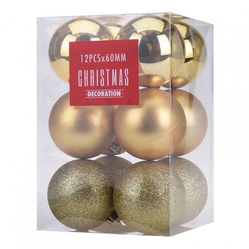 HABITEX Set of 12 Golden Christmas balls