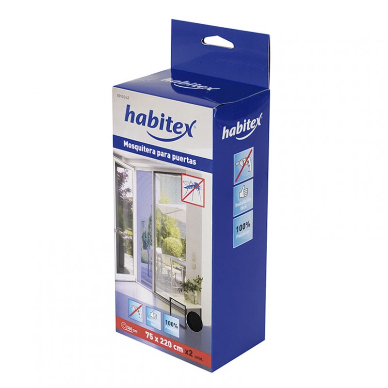 HABITEX Malla mosquitera para puertas 75x220 cm HABITEX 2 uds.