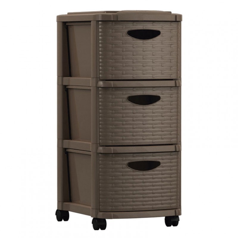 HABITEX Brown chest of 3 drawers series Weave