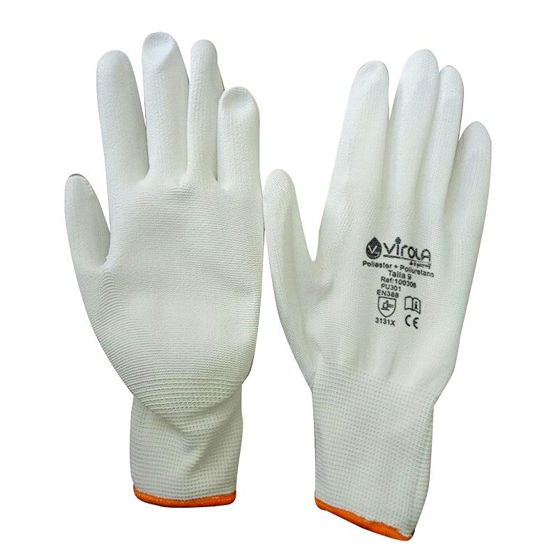 Glove World Blanc polyester + gants PU Virole