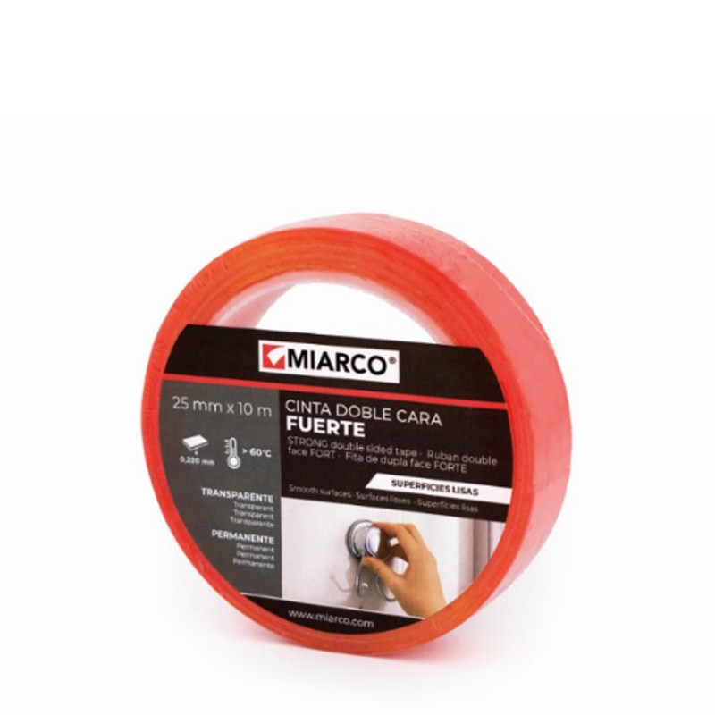 Miarco Double Sided Tape Smooth Surfaces 25mm x 10m Miarco