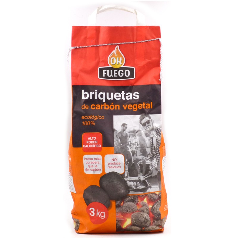 Ok Fuego Charcoal briquettes for barbecues 3kgs.