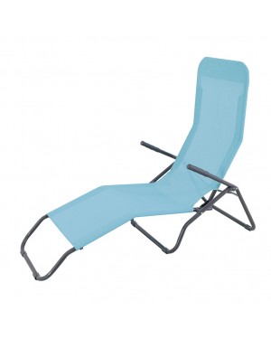 CADENA88 Espreguiçadeira dobrável em aço-textilene azul reclinável