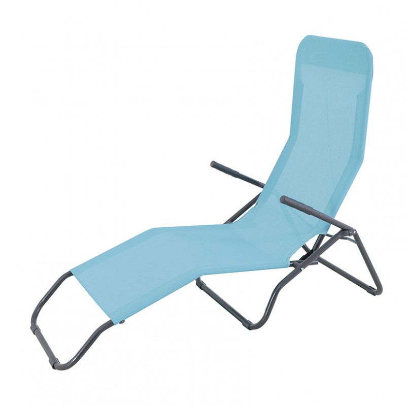 CADENA88 Tumbona plegable acero-textilene reclinable azul