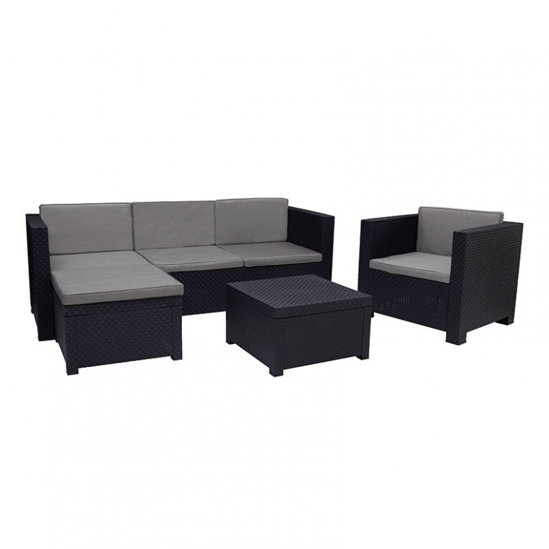 CADENA88 Set Sofa + 2 armchairs + puff + low table MANHATTAN