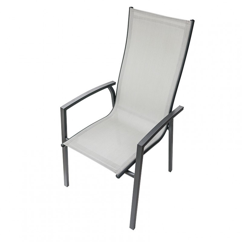CADENA88 Cadeira alta de alumínio-textilene com braços CAPRI