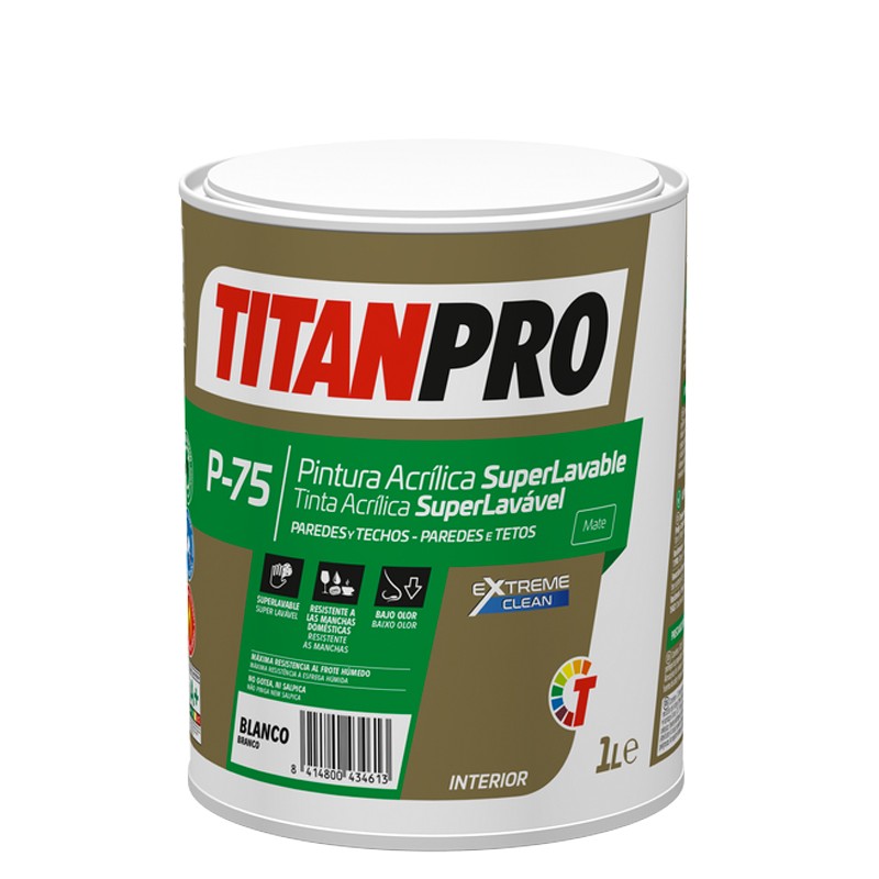 Titan Pro Acrylfarbe Super abwaschbar P75 Mattweiß Titan Pro