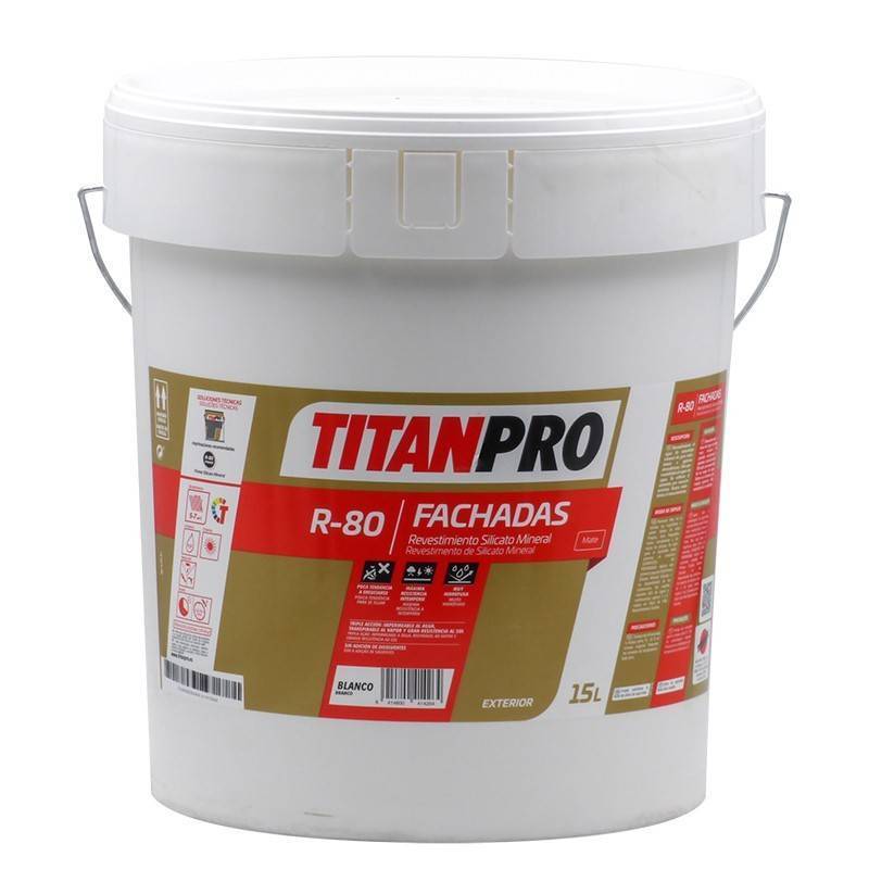 Titan Pro Peinture minérale au silicate blanc mat, 15L, R80 Titan Pro