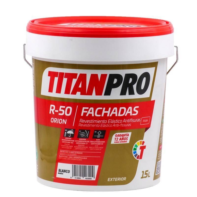 Titan Pro Revestimiento antifisuras elástico Blanco mate 15L R50 Titan Pro